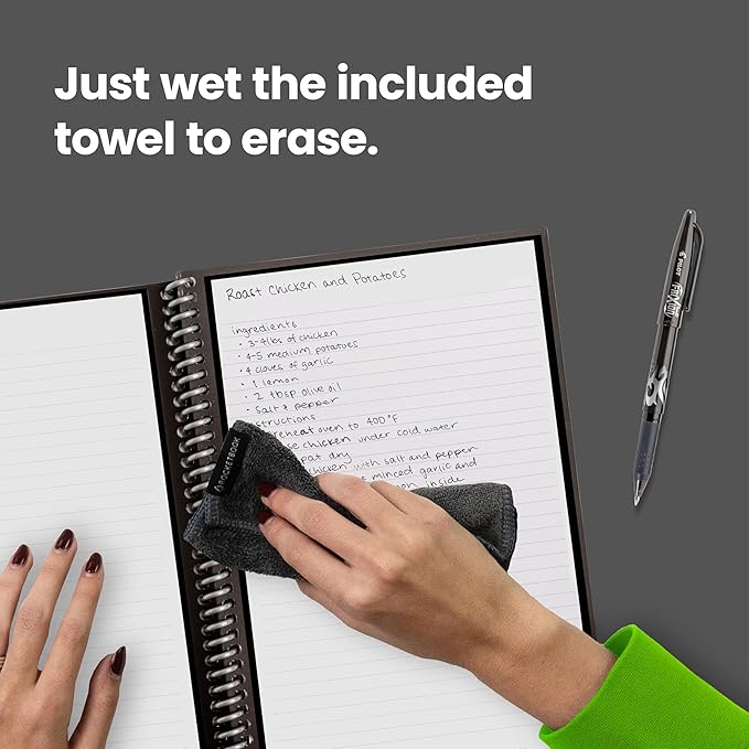 Rocketbook Core Reusable Spiral Notebook, Executive Size 6x8.8, Teal - Lined Pages, App-Connected, Erasable, Durable Cover, Ideal for School, Work, and Creative Projects