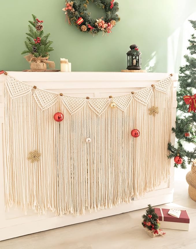 Mkono Large Macrame Wall Hanging Boho Tapestry Woven Bohemian Above Bed Wall Decor Wedding Christmas Backdrop Decoration for Bedroom Living Room Nursery Dorm Apartment, Idea Gift, 47" L X 28" W