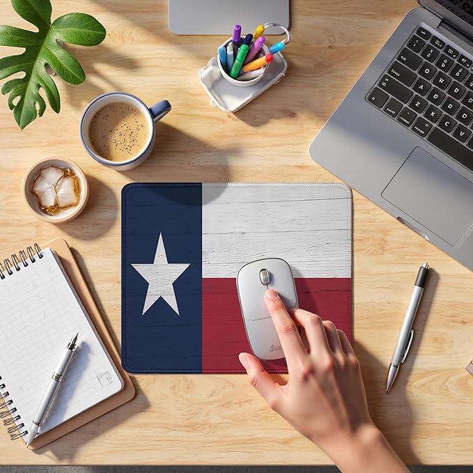 Texas Flag Mouse Pad, Lone Star State Flag Mouse Pads Mousepad for Desk Home Office Dorm Computers Laptop, Western Gift Office Supplies Desk Accessories, 9.5x7.9 Inch
