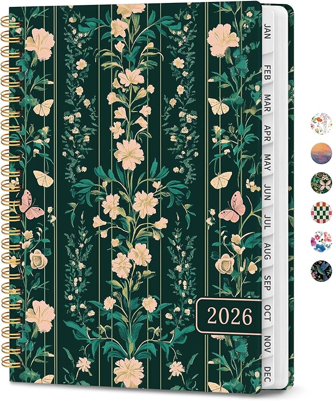 2026 Planner, Weekly and Monthly Calendar Planner for Women, Jan 2026 - Dec 2026, Hardcover Planning Agenda book with Tabs, Spiral Bound, Inner Pocket, Perfect for School Office Supplies, 6.3" x 8.5" - Botanical Waltz