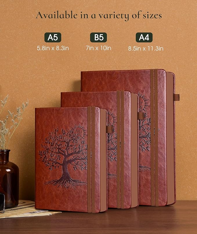 Vintage Leather Journal with 300 Numbered Pages,A4 Lined Journal for Men Women,Daily Journals for Writing,College Ruled Notebook for Work,School,Note taking,Travel Diary,Large (8.5" X 11.3")