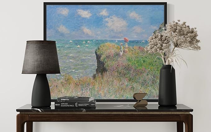 The Cliff Walk Claude Monet Wall Art Print Poster, Impressionist Painting Wall Art Wall Decor, for Bedroom and Living room Bathroom Decor 115 (The Cliff Walk, 8 x 10 inches, Black Frame)