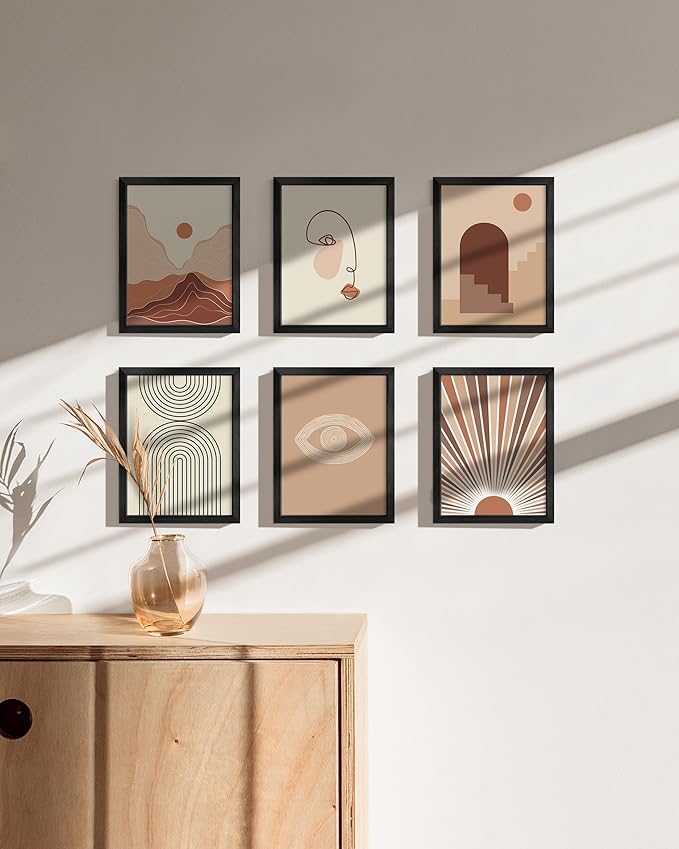 HAUS AND HUES 6x8 Black Metal Picture Frames - Features Premium Aluminum, Vertical Hanging & Easel Back, Shatterproof Plexiglass - Ideal for Home, Room, Office (6x8 in, Black, Set of 6)