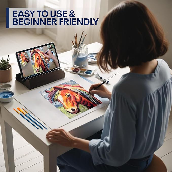 DIY Painting Class Kit for Adults with Video Tutorials: Learn to Paint Radiant Horse – How to Paint with Acrylics – Painting & Art Supplies – 9 Piece Acrylic Paint Set