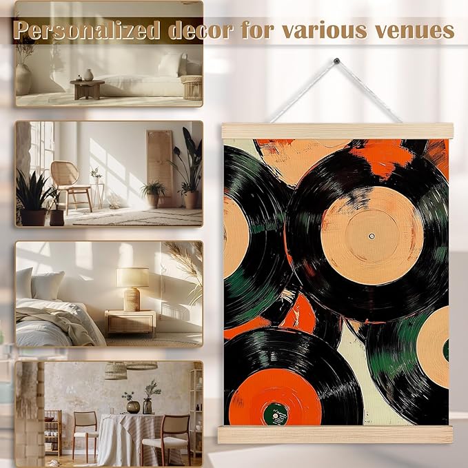 Vintage Vinyl Record Canvas Wall Art Poster, Vinyl Record Decor, Retro Trendy Eclectic Music CD Wall Decor Prints for Music Room Studio Home Apartment, 12x16 Inches