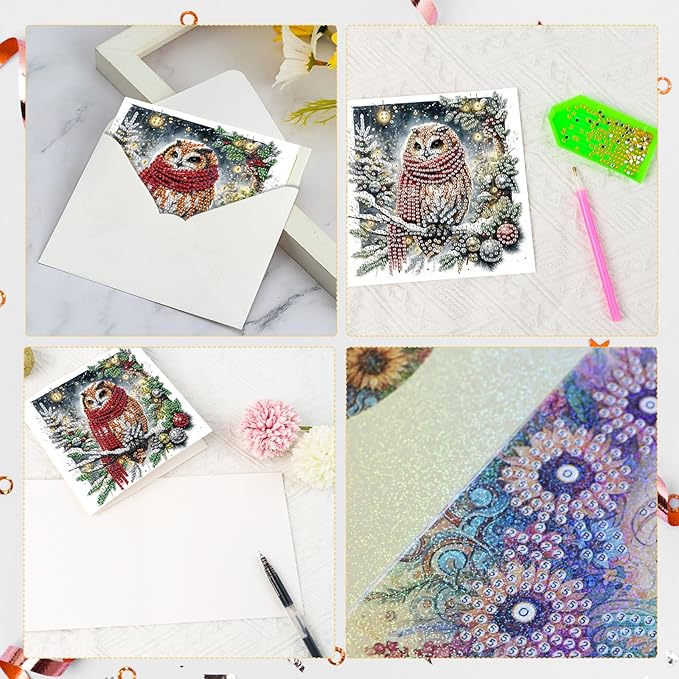 Diamond Painting Greeting Card Kit, Special Shaped Diamonds Painting, DIY Handcraft for Relatives and Friends with Wishes,Unique Design Crafting for Birthday or Holiday Cards