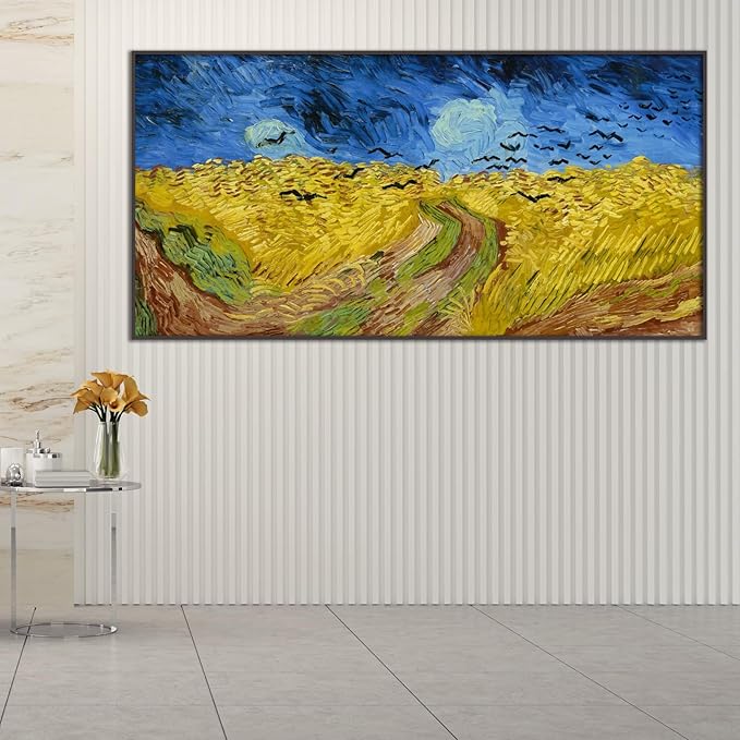 Vincent Van Gogh Wheat Field With Crows Poster Natural Wilderness Landscape Poster Multi-Color Colorful Fine Art Oil Painting Master Painting Printing Room Aesthetic Wall Decorate 20x40in/50x100cm