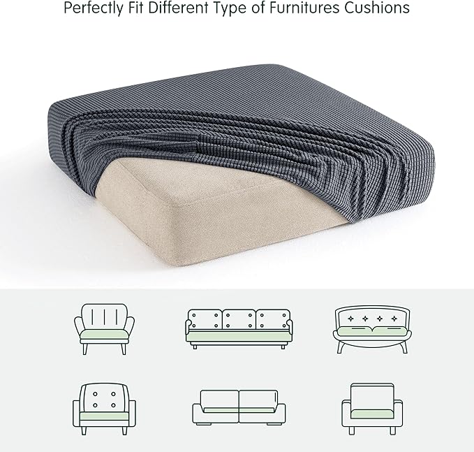 CHUN YI Medium Couch Cushion Cover Stretch for Loveseat, Sofa Seat Slipcovers for Pets, Suitable for Armchair Loveseat Sofa with Spandex Jacquard Washable Fabric(Medium,Grey)