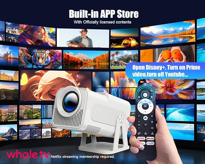 Magcubic Mini Projector with Wifi and Bluetooth, Built-in Android 13, Portable Smart 1080P Projector with 4K Support, Auto Keystone, Voice Control, HY320 NTV