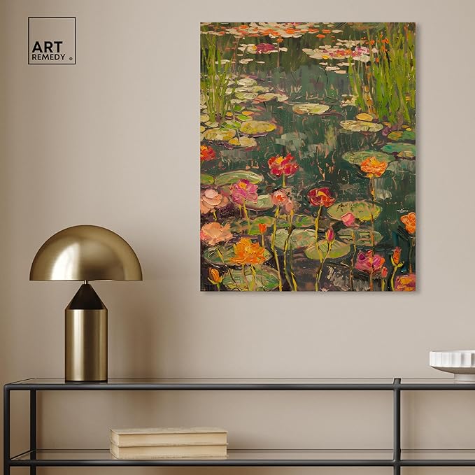Art Remedy Afternoon Visit Gallery Wrapped Impressionism 1 Piece Canvas Wall Art/Monet And Van Gogh Inspired Art, 20" x 24", Gallery Wrapped