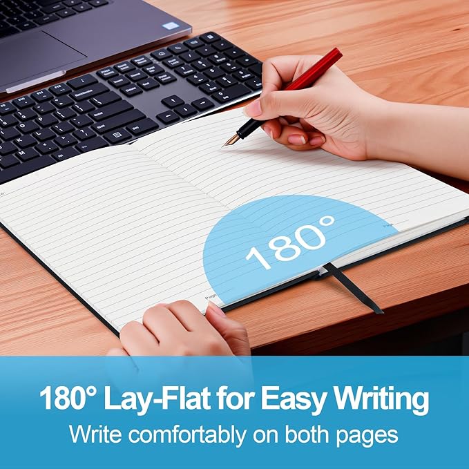 Lined Dotted Journal Notebook A5 (6x8), Dot Grid Hardcover PU Leather Writing Journal with Japanese Paper, 160 Pages, Gift for Women and Men, Work & Note Taking