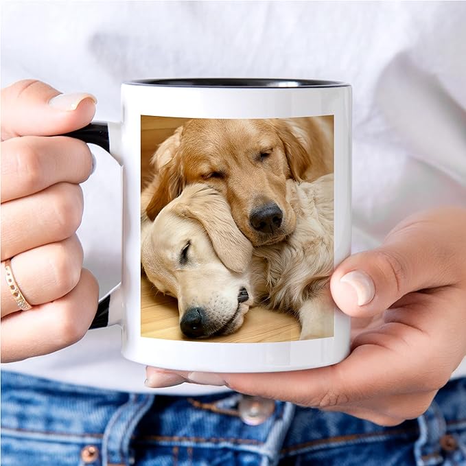 Let's Make Memories Personalized Photo Mug - Custom Coffee Mug - Your Photo & Text - For Any Occasion - Birthday - For Him - For Her - For Friend - Couples -15oz- Pink Handle