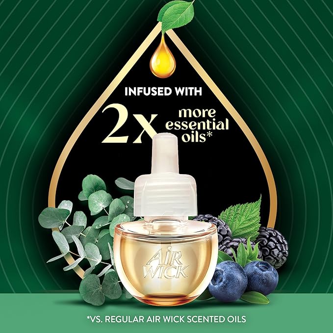 Air Wick Vibrant Plug In Scented Oil Refill,Eucalyptus & Wild Berries, 5 ct