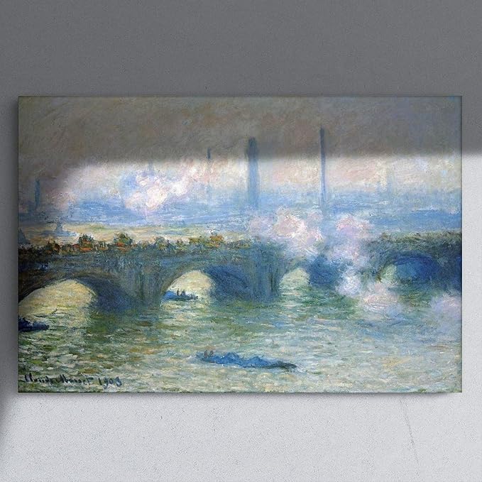 CFIOZYOS 40+ Monet Famous Print Posters Waterloo Bridge, London by Claude Monet Impressionism Poster for Teen Boys Room Wall Art Canvas Painting Print Unframe 20×30inch(50×75cm)