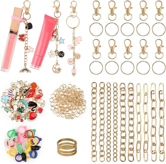 Starry 176 Pcs Keychain Making Kit,Including 10 Keychain Clips 10 Extender Chains 30 Charms Jewelry Plier, Bag Charm Kit Keychains Making Supplies for DIY Crafting and Jewelry Making
