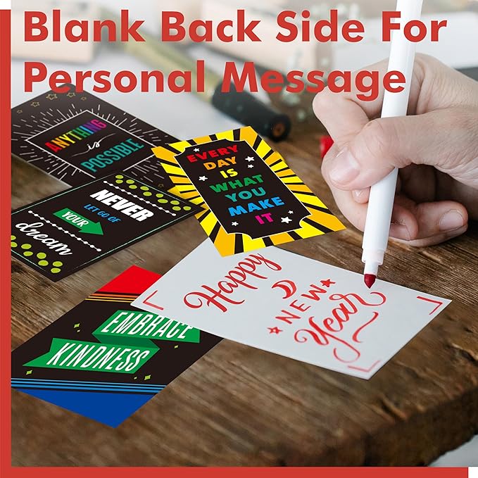 Gethelud 120 PCS Motivational Cards, 30 Designs Inspirational Cards with PET Film for Primary Middle High Reading Students, Book Lovers (2” x 3.5”)