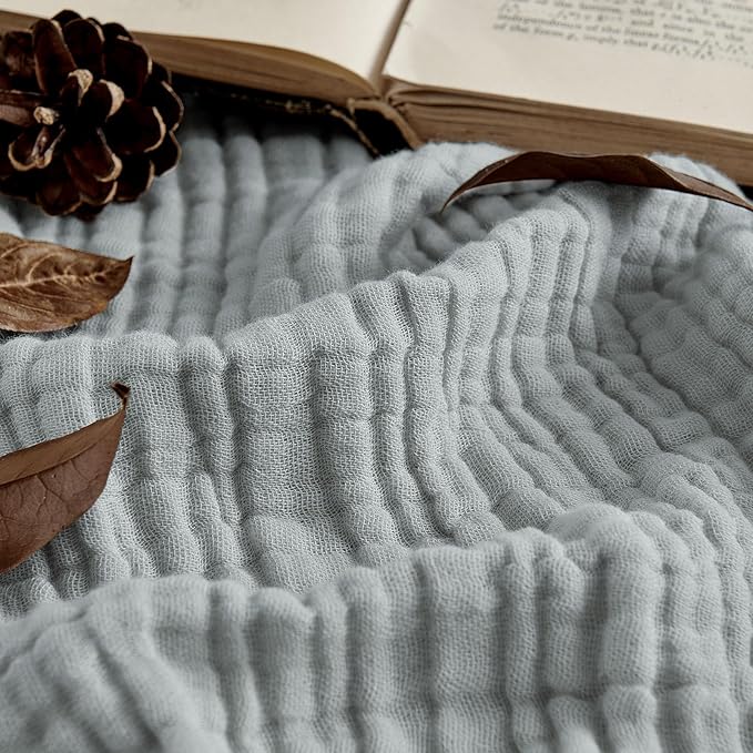 Joydeco 100% Cotton Muslin Throw Blanket for Couch Bed and Sofa, 4-Layer Lightweight and Breathable Soft Gauze Blanket for All Season, Luxury Throws Cotton Blanket Gift(Grey, 50"x70")