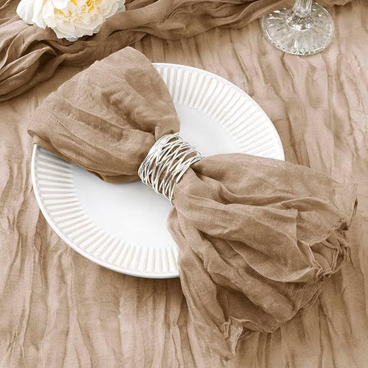 20 Pack Nude Cheesecloth Napkins Spring Cloth Napkins Set of 20 Coffee Dinner Napkins Bulk 21x21 Inches for Wedding Bridal Shower Baby Shower Valentine's Day