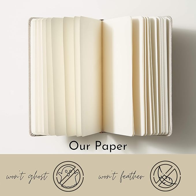Portage Blank Hardcover Aesthetic Notebook Writing Journal – Bleed-Proof Paper Notepad for Journaling, High GSM, A5 Notebook, Cream Pages - Oatmeal, 6 x 8.5 Inches, 224 Pages