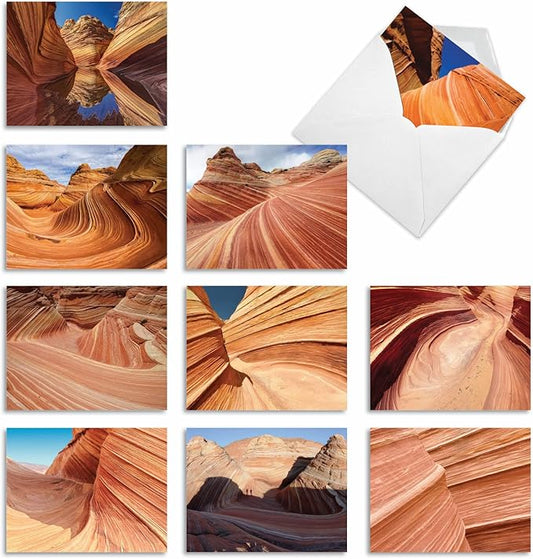 The Best Card Company - Box of 10 All Occasion Cards Blank (4 x 5.12 Inch) - Scenic Landscape Cards Assorted - Carved in Stone M1730BN