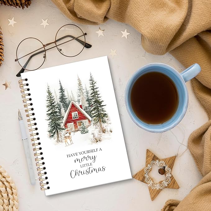 XNXLDYLH Christmas Winter Deer Notebook Journal for Kids, Rustic Farmhouse Spiral Notebook, Nature Journals Notebooks, Have Yourself A Merry Little christmas Office School Supplies Gifts,5.5x8.3Inch