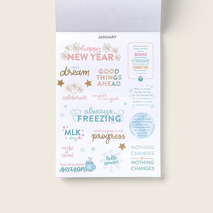 PPP Holiday Sticker Book | Pack of 15 | 351 Seasonal & Holiday Stickers | Assorted Sizes | 5x7 Sheets | Gold Foil Stamping | Fun Stickers for Planners, Journals, and More