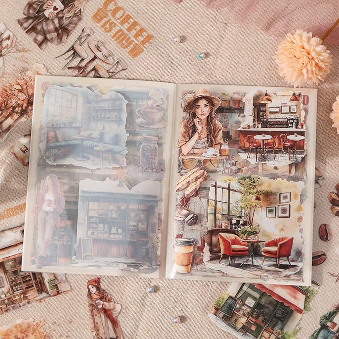 Snycler 2 Books for Girls Journaling People Stickers for Scrapbooking 480 Pre-Cut Pet Transparent Stickers for Journaling Scrapbooking Supplies