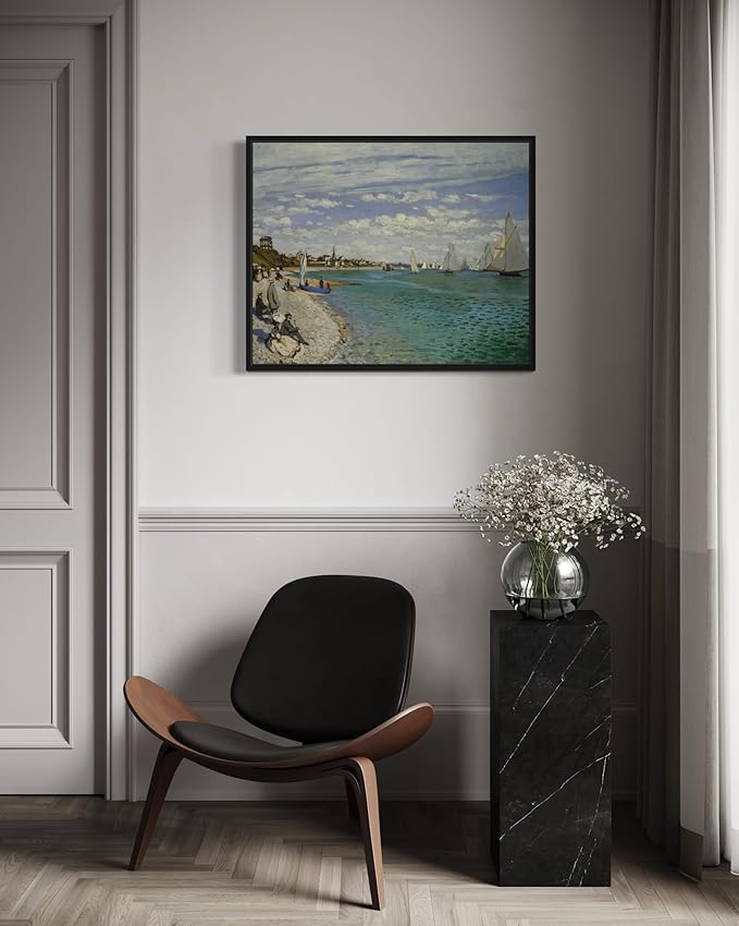 Regatta at Sainte Claude Monet Wall Art Print Poster, Impressionist Painting Wall Art Wall Decor, for Bedroom and Living room Bathroom Decor 115 (Regatta at Sainte, 8 x 10 inches, Black Frame)