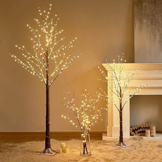 Hairui Lighted Willow Branches Snow Dusted Battery Operated with Timer, Tree Branch Lights 32IN 100 LED Fairy Lights for Home Bedroom Fireplace Thanksgiving Christmas Decor (Vase Excluded)