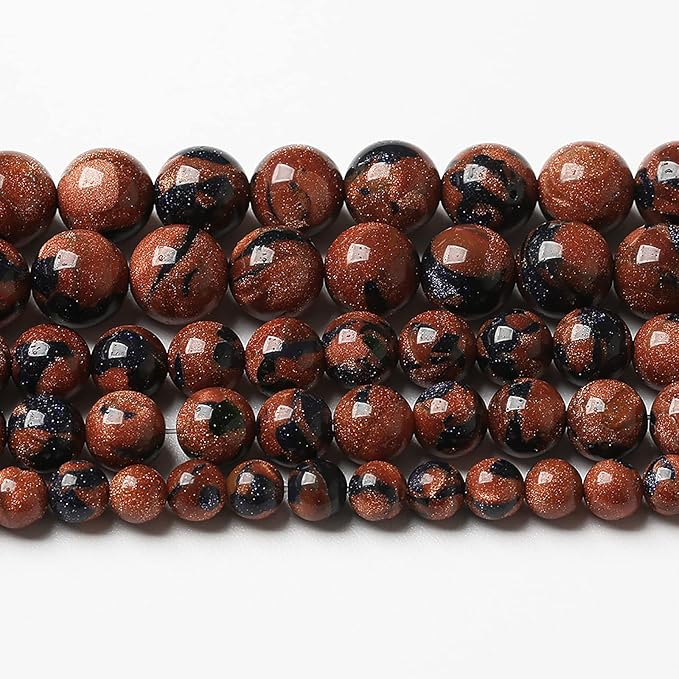 60pcs 6mm Starry Bicolor Sandstone Beads Natural Round Loose Spacer Beads for Jewelry Making DIY Bracelets Crystal Energy Healing Power Stone (6mm, Bicolor Sandstone Beads)