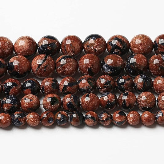 60pcs 6mm Starry Bicolor Sandstone Beads Natural Round Loose Spacer Beads for Jewelry Making DIY Bracelets Crystal Energy Healing Power Stone (6mm, Bicolor Sandstone Beads)