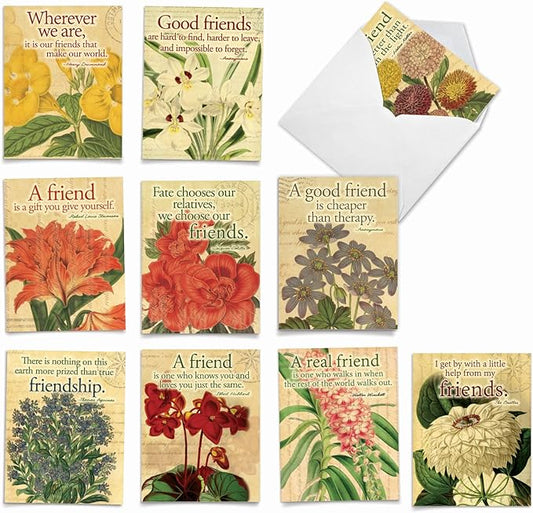 The Best Card Company - 10 Assorted Flower Cards Blank for Women (4 x 5.12 Inch) - All Occasion Floral Greetings Boxed - Say it with Flowers M1710BN