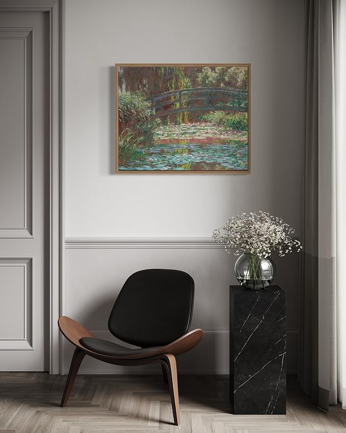 Water Lily Pond Claude Monet Wall Art Print Poster, Impressionist Painting Wall Art Wall Decor, for Bedroom and Living room Bathroom Decor 115 (Water Lily Pond, 11 x 14 inches, Wood Frame)