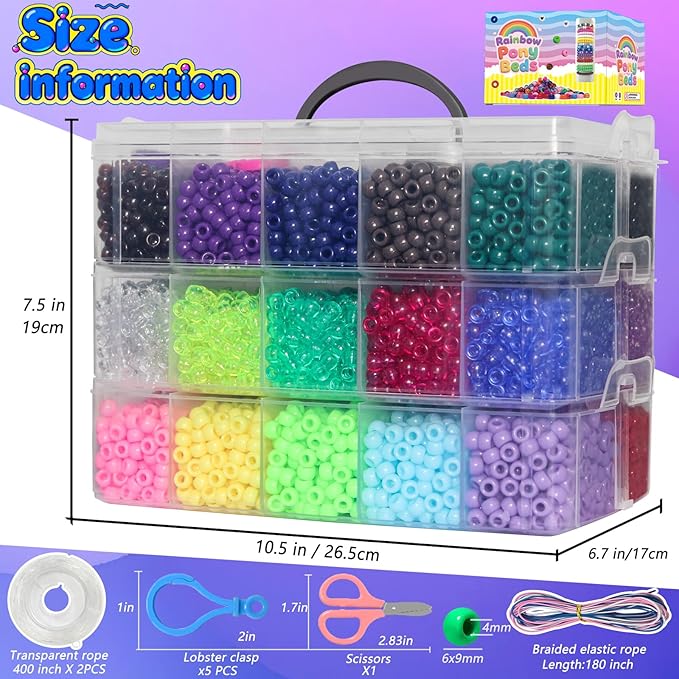 JULIMAIDONG 11000Pcs Pony Beads, Beads for Bracelets Making, Multi-Colored Hair Bead for Hair Braids, 30 Colors Kandi Friendship Bracelet Bead Jewelry Making Kits for Craft (30Color(11000PCS))