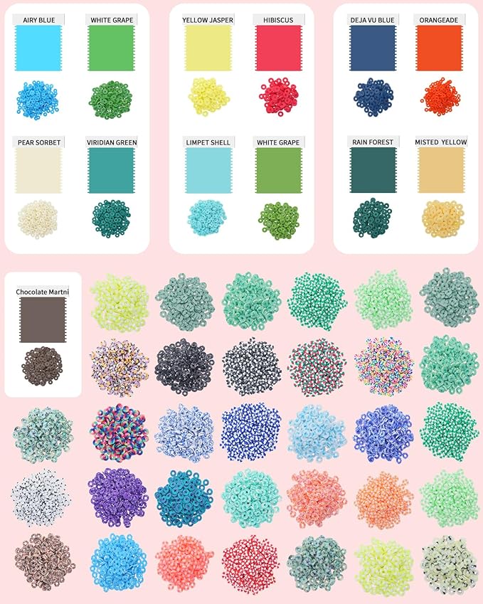 BestNow Clay Beads Bracelet Making Kit 120 Colors 6 Box Flat Polymer Heishi Beads Set for Friendship Jewelry Making with Pendant Charms Crafts Gifts for Girls Ages 6 7 8 9 10 11 12 Kids Adults