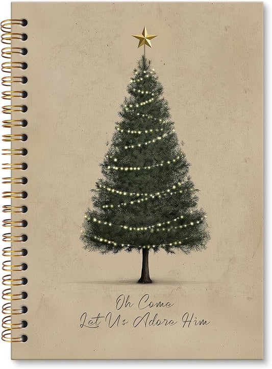 XNXLDYLH Christian Christmas Tree Notebook Journal, Church Oh Come Let Us Adore Him Spiral Notebook, Bible Study Prayer Journals Notebooks, Christmas Christian Office School Supplies Gifts, 5.5x8.3In