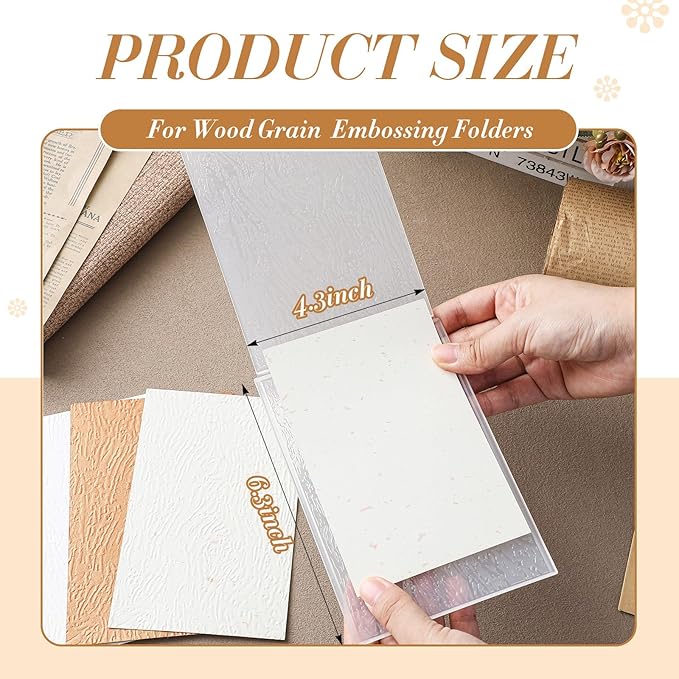 Geiserailie 1 Pcs Embossing Folders Embossing Machine Template Paper Card Folders for Christmas Card Making DIY Flower Scrapbook Photo Album Craft Decoration 5.9 x 4.1 Inch (Wood Grain Style)