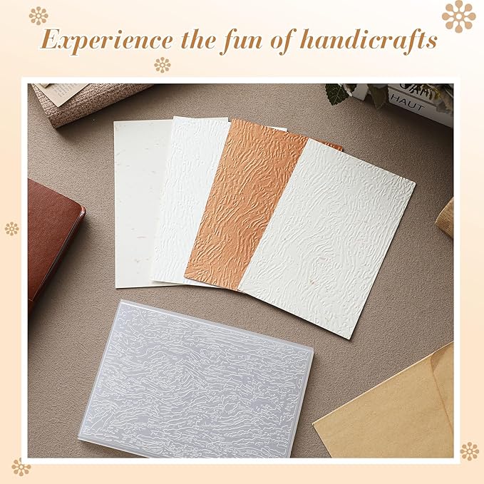Geiserailie 1 Pcs Embossing Folders Embossing Machine Template Paper Card Folders for Christmas Card Making DIY Flower Scrapbook Photo Album Craft Decoration 5.9 x 4.1 Inch (Wood Grain Style)
