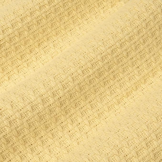 100% Fine Cotton Blanket Luxurious Weave Stylish Design Soft and Comfortable All Season Warmth, Full/Queen, Lemon (Pack of 6)