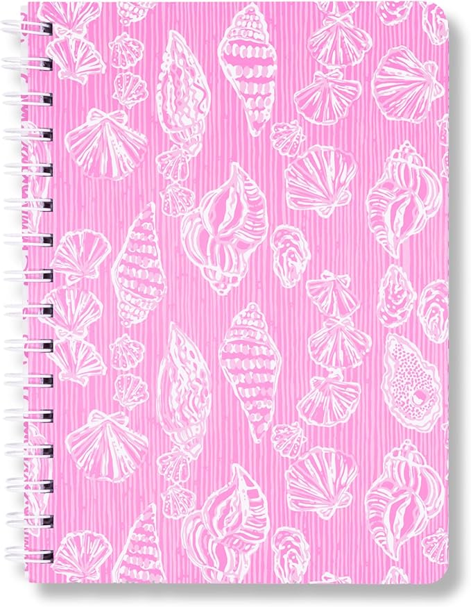 Lilly Pulitzer Hardcover Mini Spiral Notebook, 8.25" x 6.5" Small Journal with 160 College Ruled Pages (Rousseau Pink Cute as Shell)