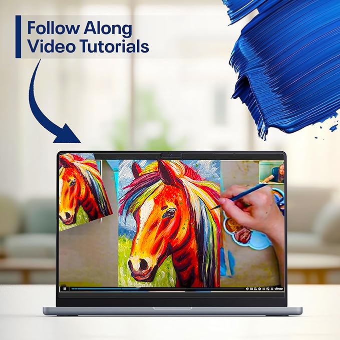 DIY Painting Class Kit for Adults with Video Tutorials: Learn to Paint Radiant Horse – How to Paint with Acrylics – Painting & Art Supplies – 9 Piece Acrylic Paint Set