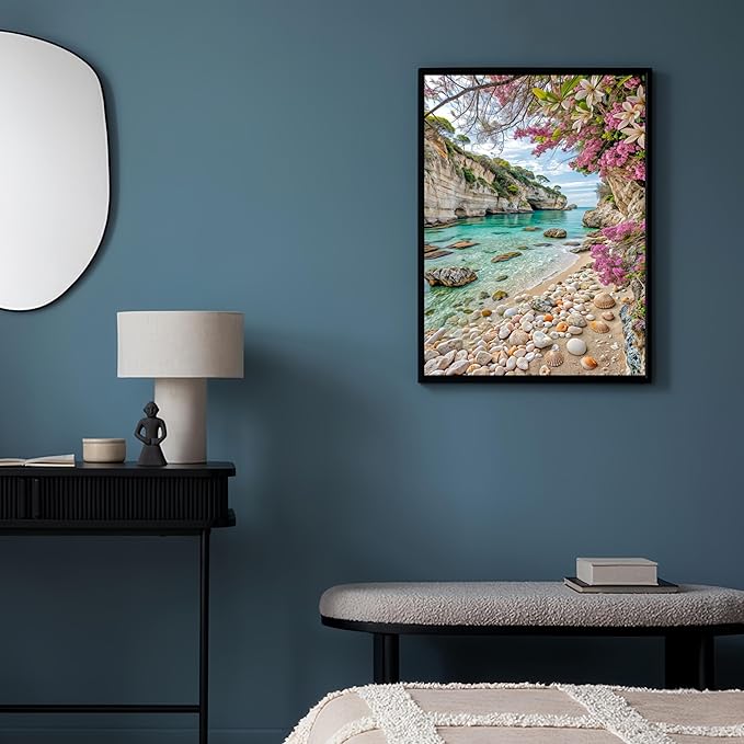 GXGLLPZBY Painting by Numbers for Adults Beginner,Sea Beach Flower Cliff Adult Paint by Number Kits on Canvas,DIY Oil Acrylic Number Painting Kit Home Wall Decor 15.7X19.7 inch