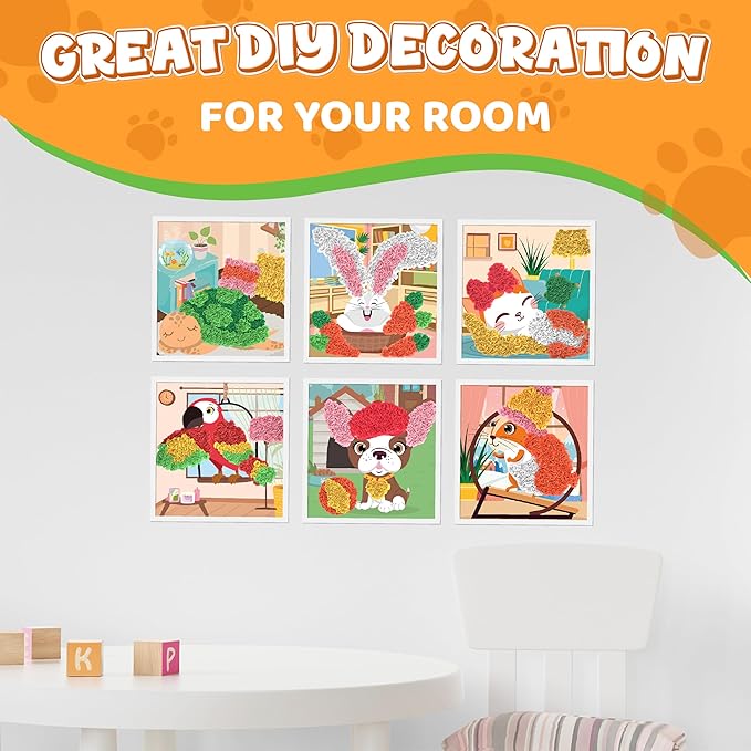 jackinthebox Poke Poke Art – Pets Theme, Mess-Free Fabric Art and Craft, Flower Pressing Kits, Gift for Kids, Girl Gifts, Boy Gift, Toys for Girls and Boys Ages 4 5 6 7 8