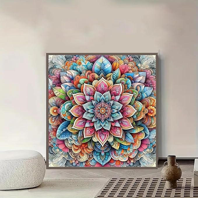 GXGLLPZBY Diamond Art Kits for Beginners,Mandala Diamond Painting Kits for Adult, 5D DIY Flower Full Drill Paint by Diamonds Dot Gem Art Painting Kits,for Home Wall Decor 13.8X13.8inch