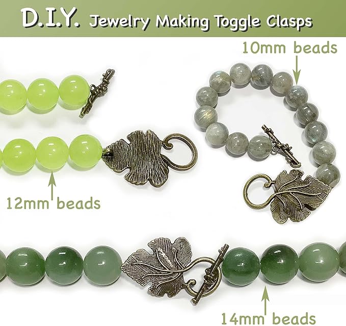 Brass Heavy Duty Jewelry Clasps Grape Leaves Clasp Toggle Findings Jewelry Making 16 Set