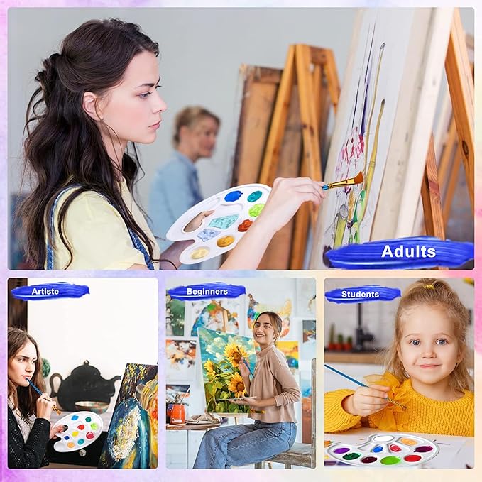 22PCS Oval Paint Tray Palettes with Thumb Hole Plastic Paint Pallets for Kids and Students Ideal for Craft DIY Painting and Birthday Painting Party White Color Durable and Easy to Clean. White