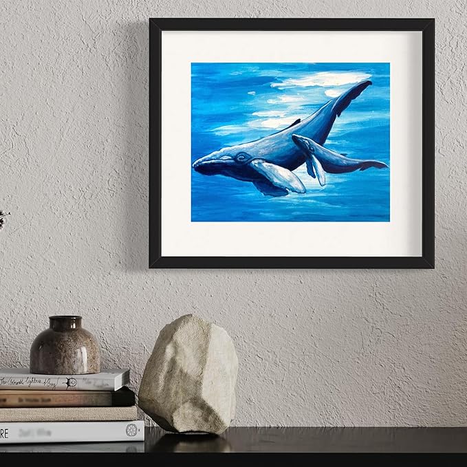 DIY Painting Class Kit for Adults with Video Tutorials: Learn to Paint Whales – How to Paint with Acrylics – Painting & Art Supplies – 9 Piece Acrylic Paint Set