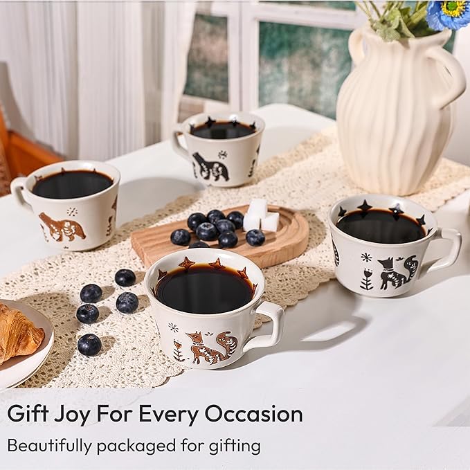 Ceramic Coffee Mug, 12 oz Novelty Unique Teacup with Handle, Stoneware Cup for Tea Mocha Latte Cappuccino Espresso (Bear)