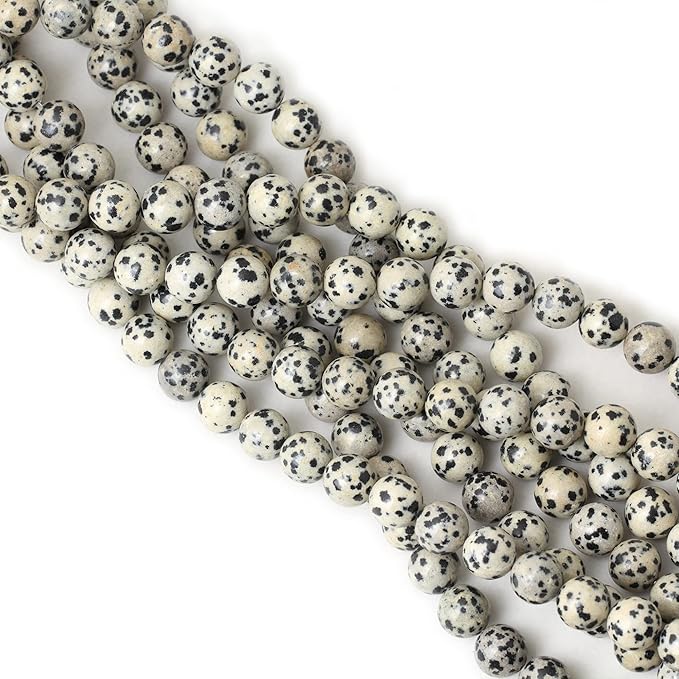 35PCS 10mm Natural Dalmatian Stone Round Loose Beads for Jewelry Making DIY Findings 1 Strand 15"