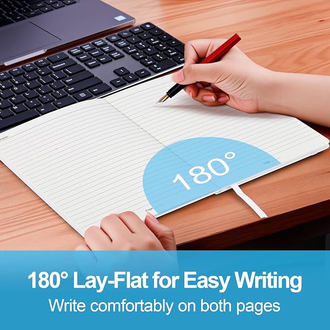 Lined Dotted Journal Notebook A5 (6x8), Dot Grid Hardcover PU Leather Writing Journal with Japanese Paper, 160 Pages, Gift for Women and Men, Work & Note Taking